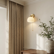 Lumen Milk Glass Pull Cord Wall Sconce