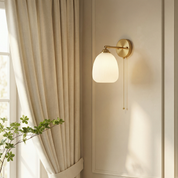 Lumen Milk Glass Pull Cord Wall Sconce
