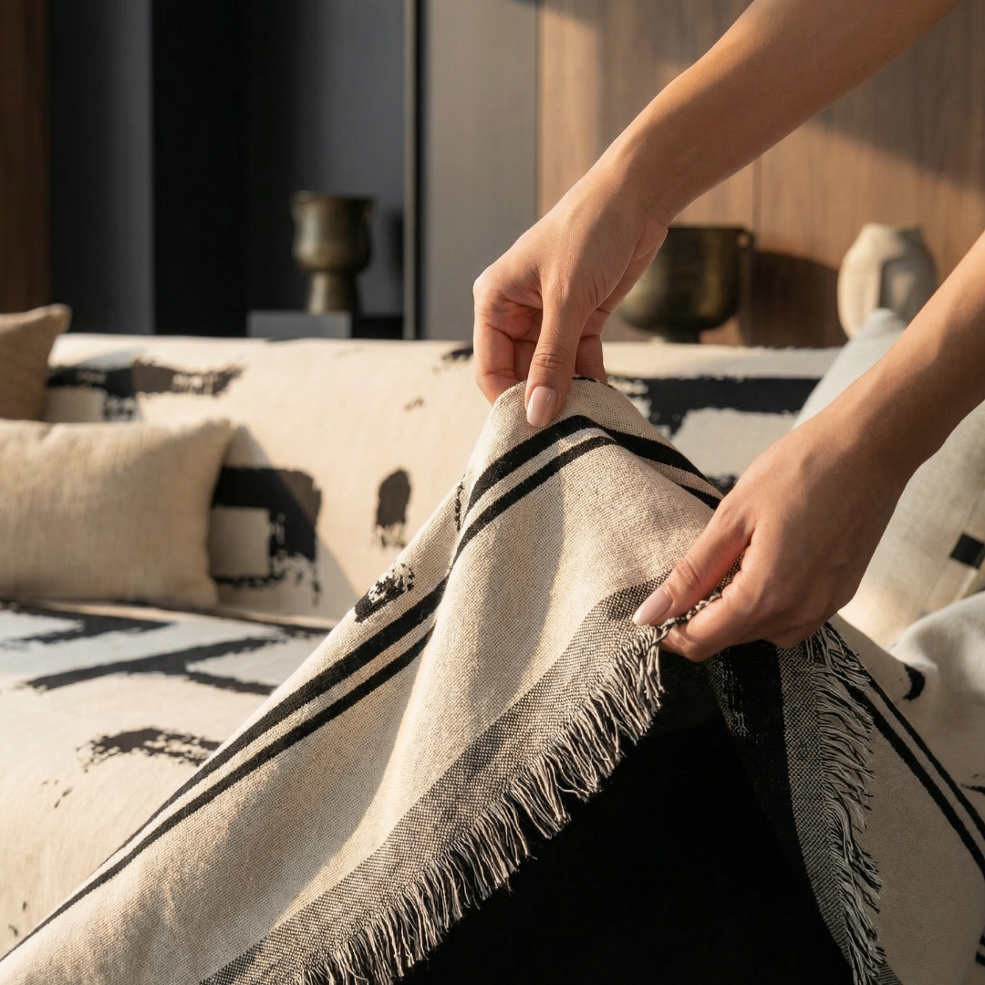 Drapée Monochrome Chic Sofa Cover