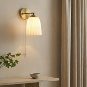 Lumen Milk Glass Pull Cord Wall Sconce