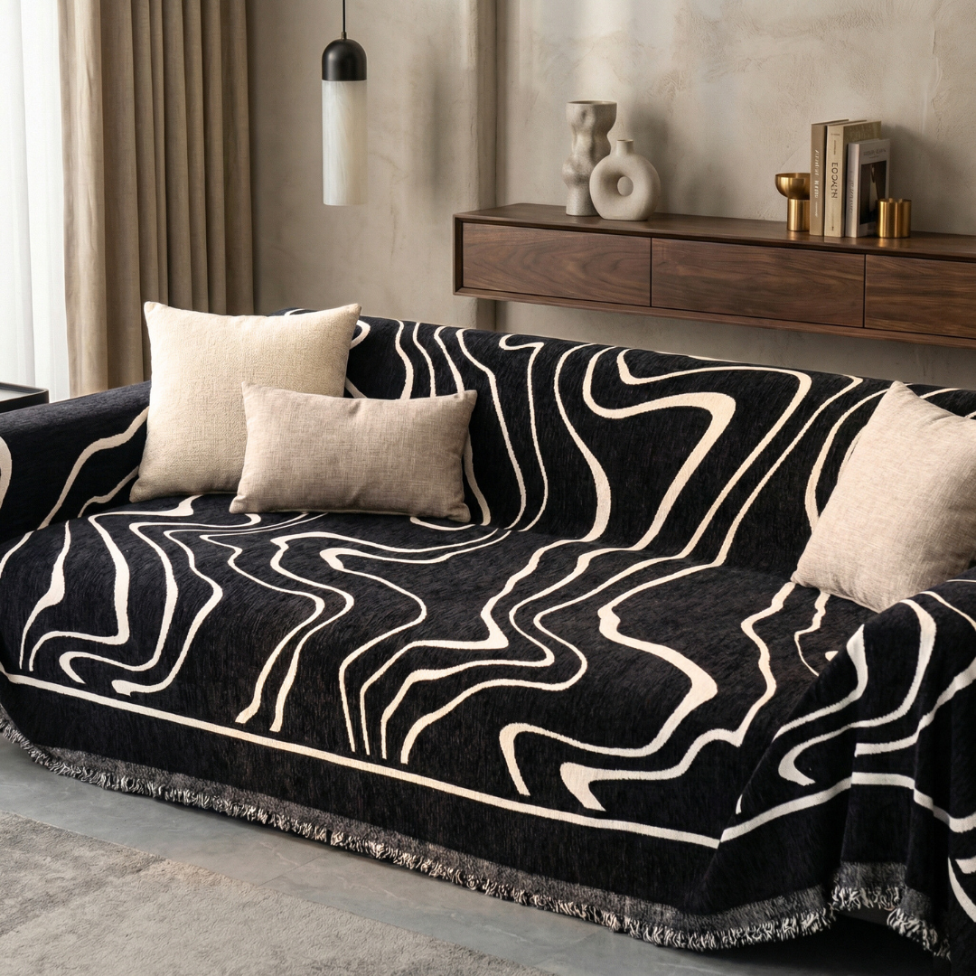 Drapée Monochrome Chic Sofa Cover