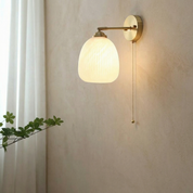 Lumen Milk Glass Pull Cord Wall Sconce
