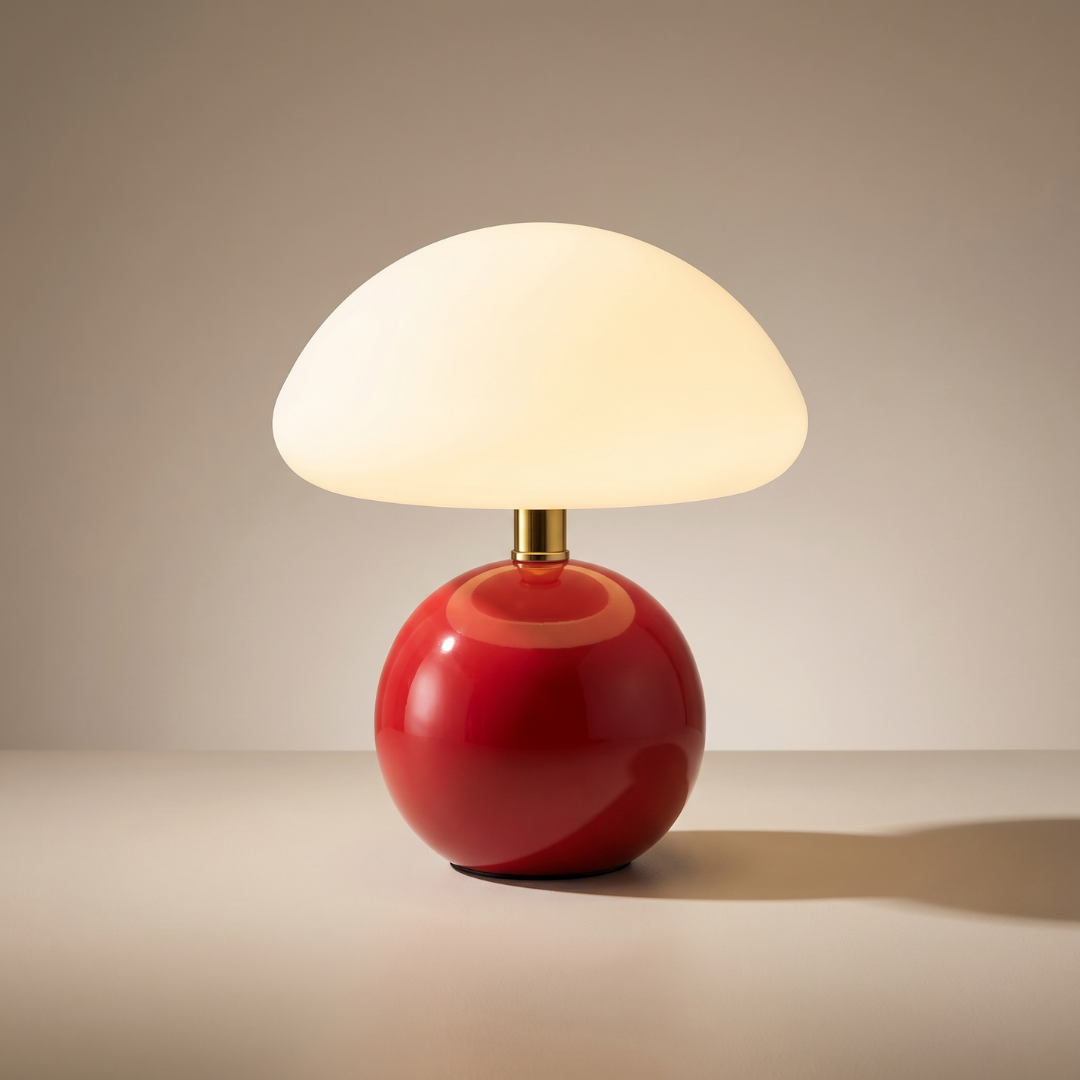Lumen Cream Ceramic Mushroom Table Lamp
