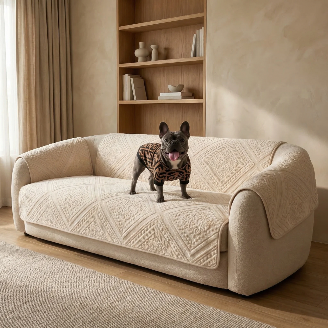 Drapée Quilted Cotton Velvet Sofa Cover