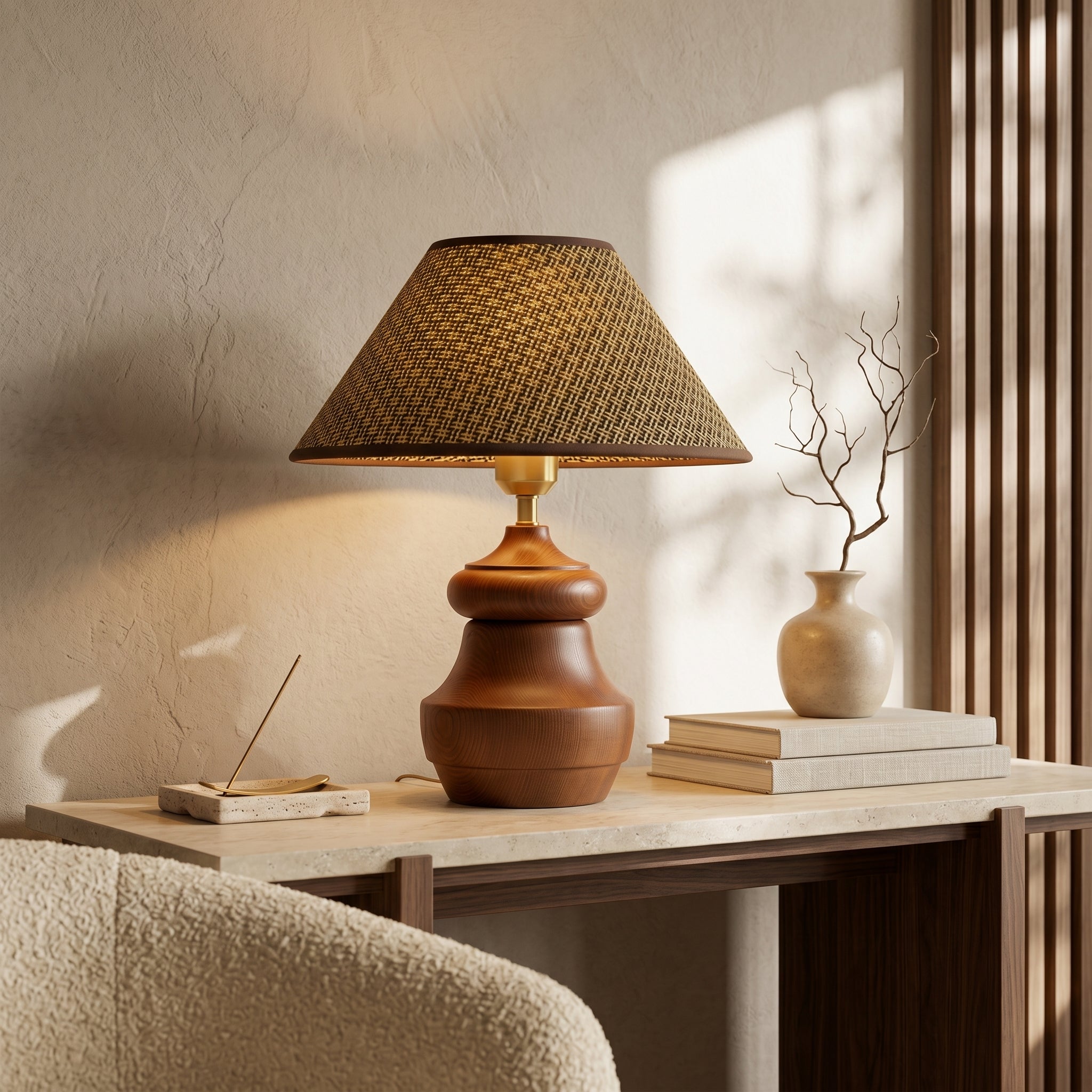 Lumen Plaid Shade Table Lamp