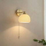 Lumen Milk Glass Pull Cord Wall Sconce