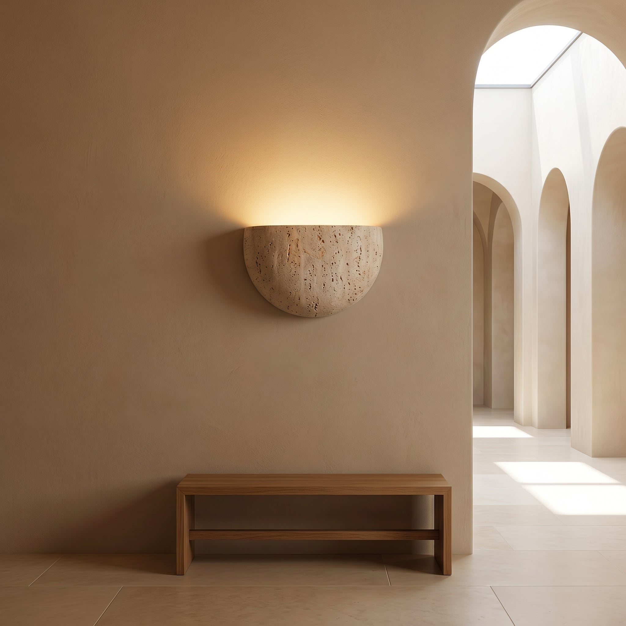 Lumen Travertine Stone Wall Lamp