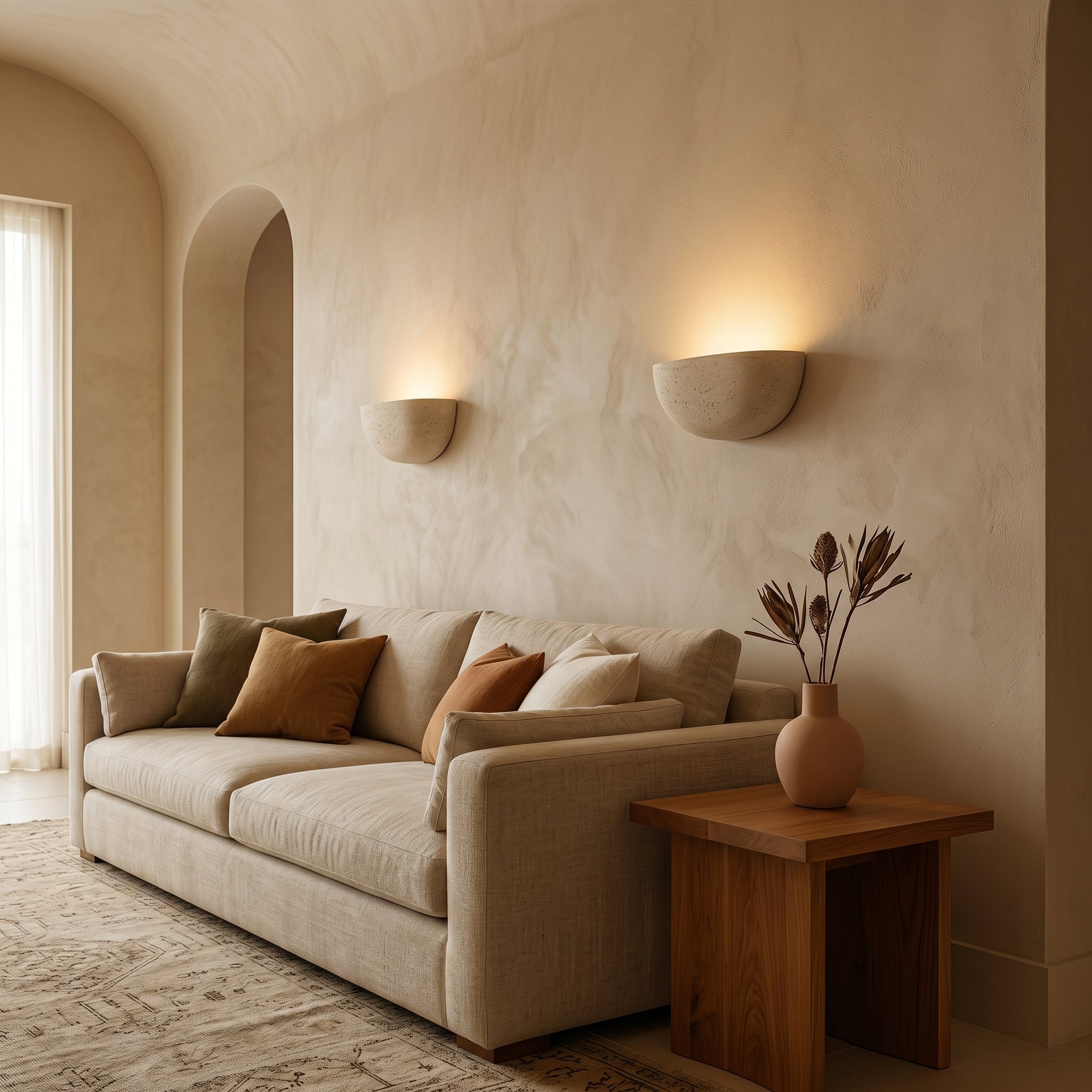 Lumen Travertine Stone Wall Lamp