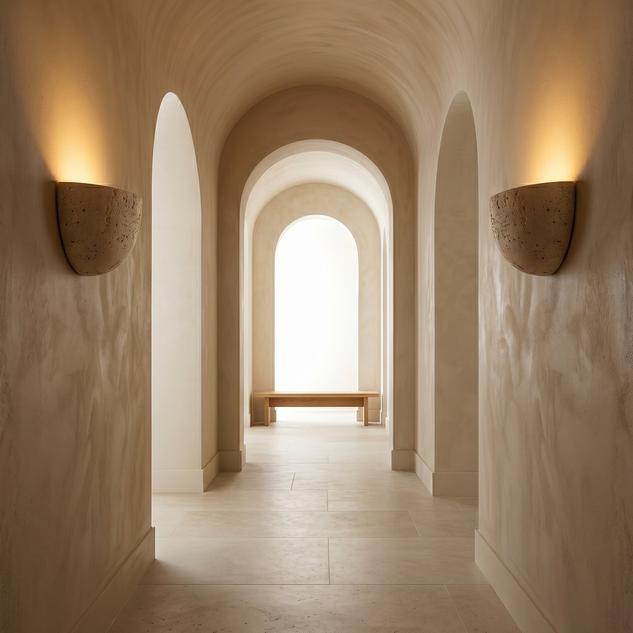 Lumen Travertine Stone Wall Lamp