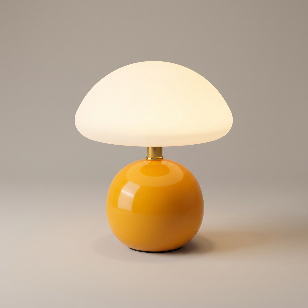 Lumen Cream Ceramic Mushroom Table Lamp