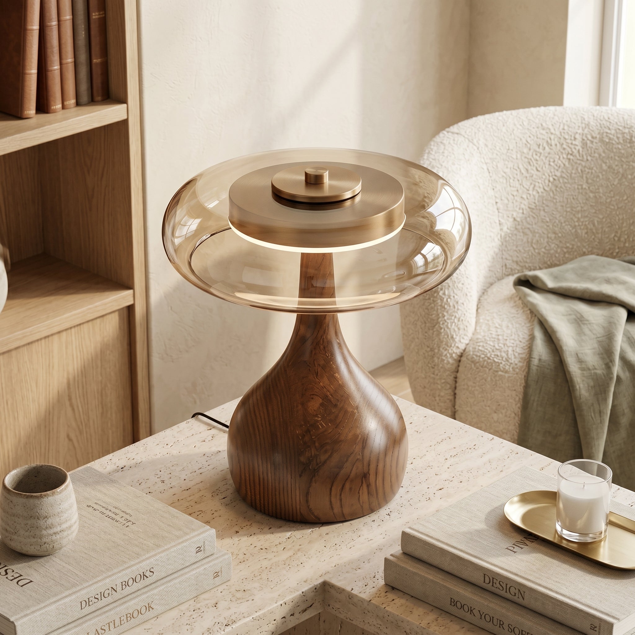 Lumen Sculpted Wood Table Lamp