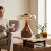 Lumen Sculpted Wood Table Lamp