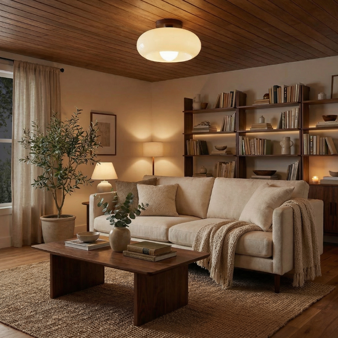 Lumen French Cream Bauhaus Ceiling Light