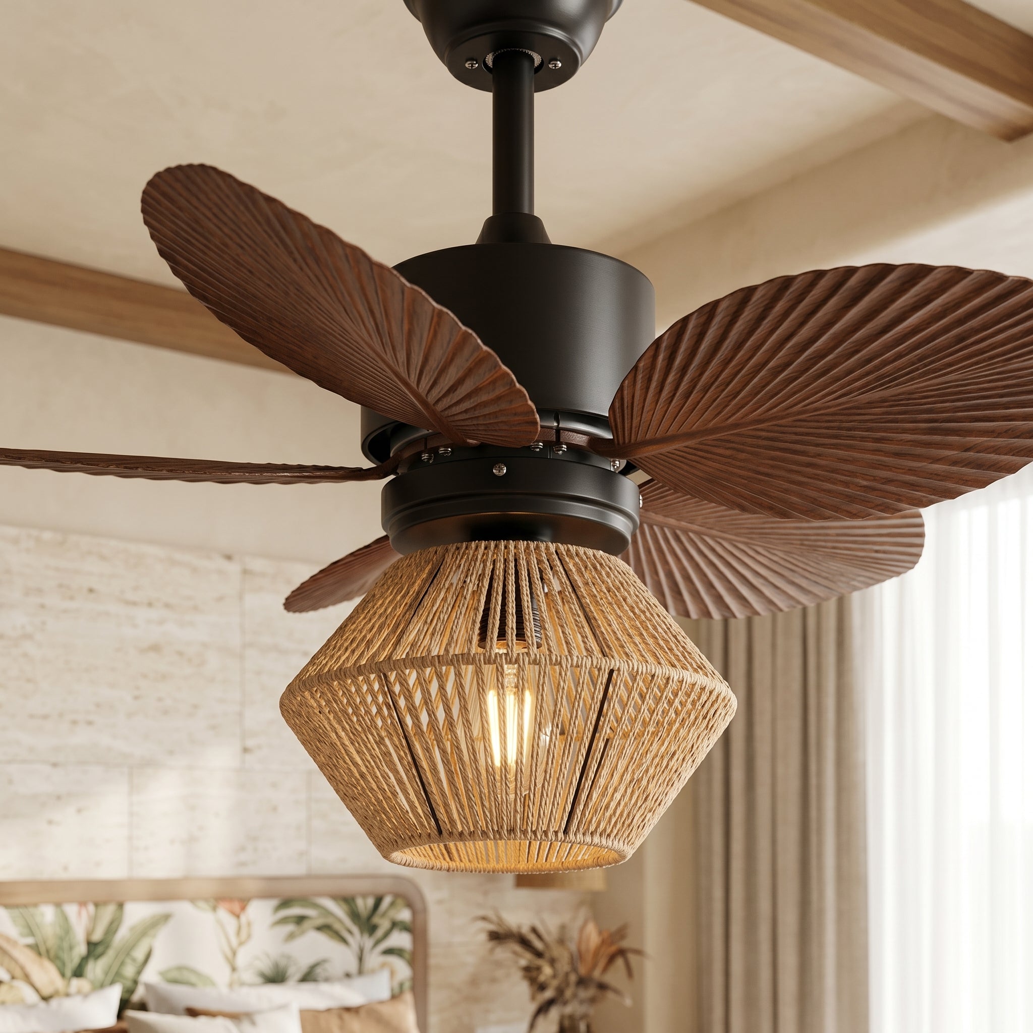 Lumen Faceted Woven Ceiling Fan