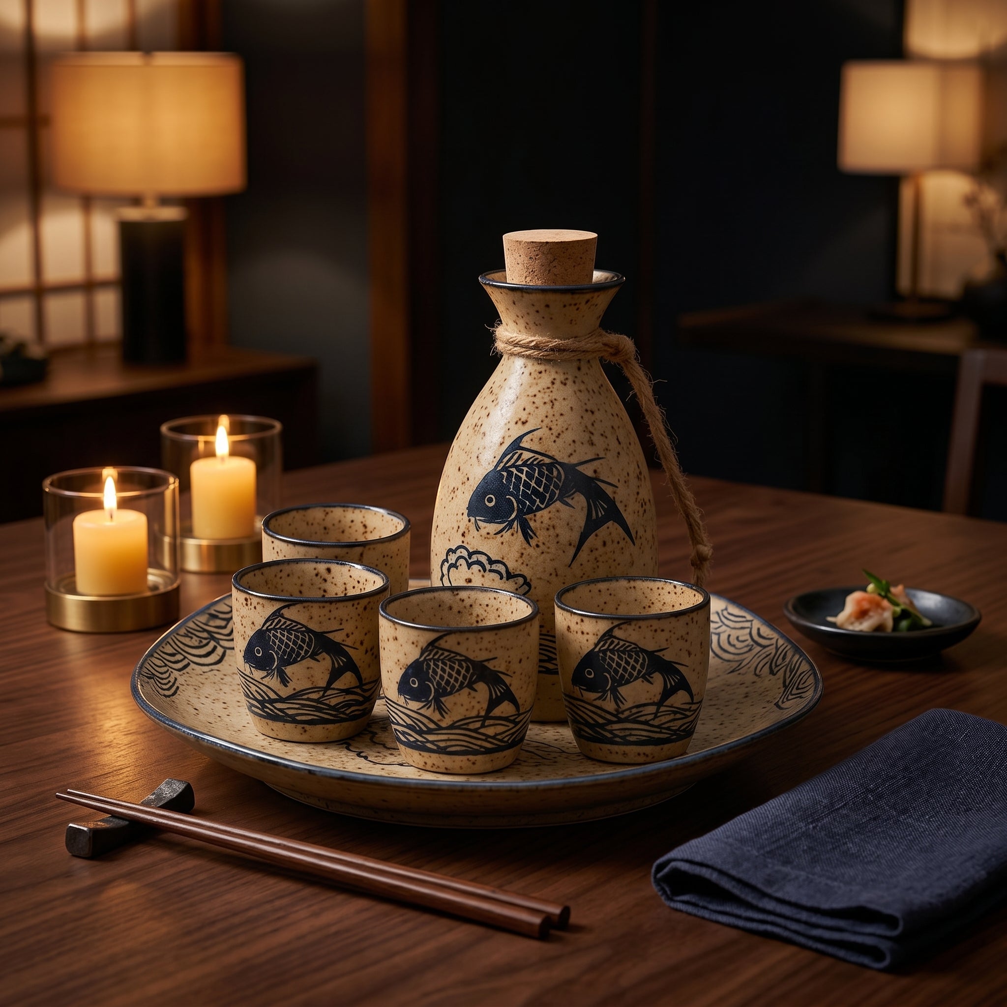 Kurohana Ceramic Sake Set