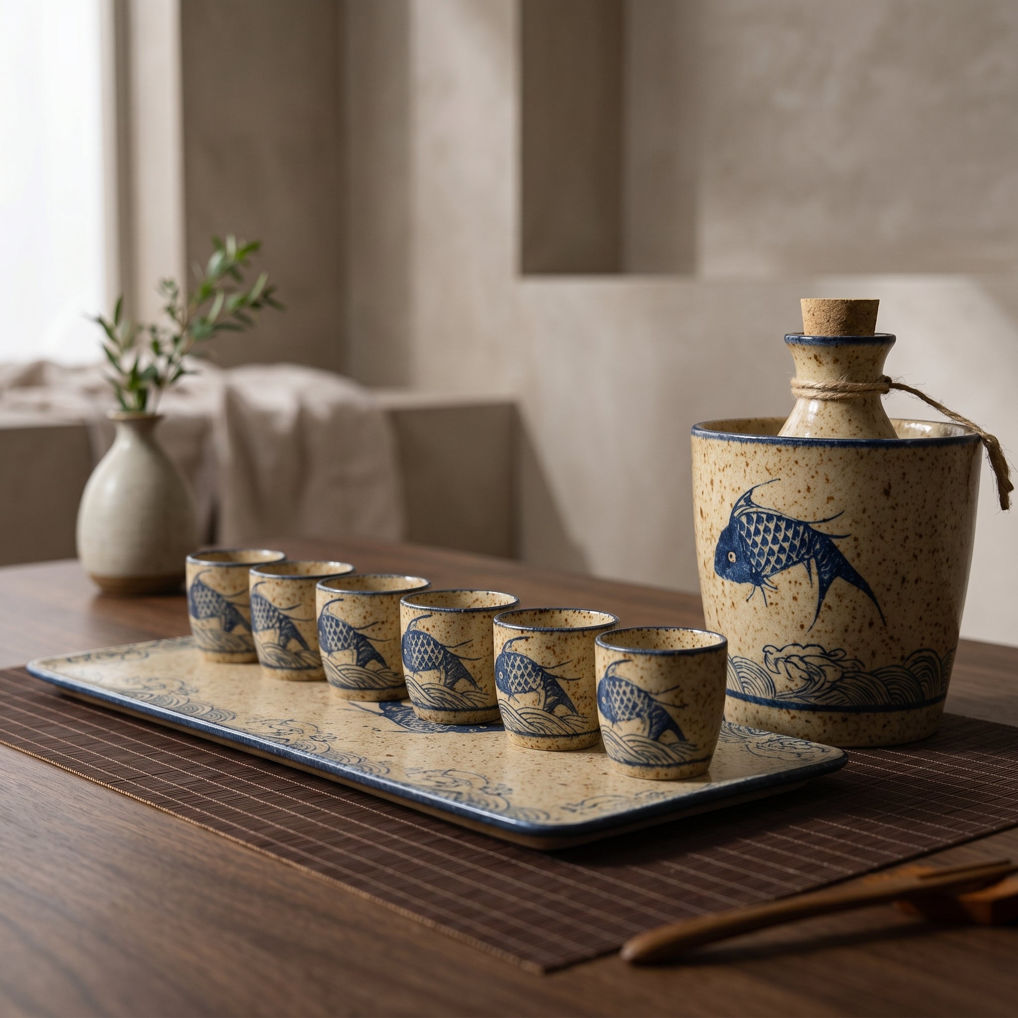 Kurohana Ceramic Sake Set