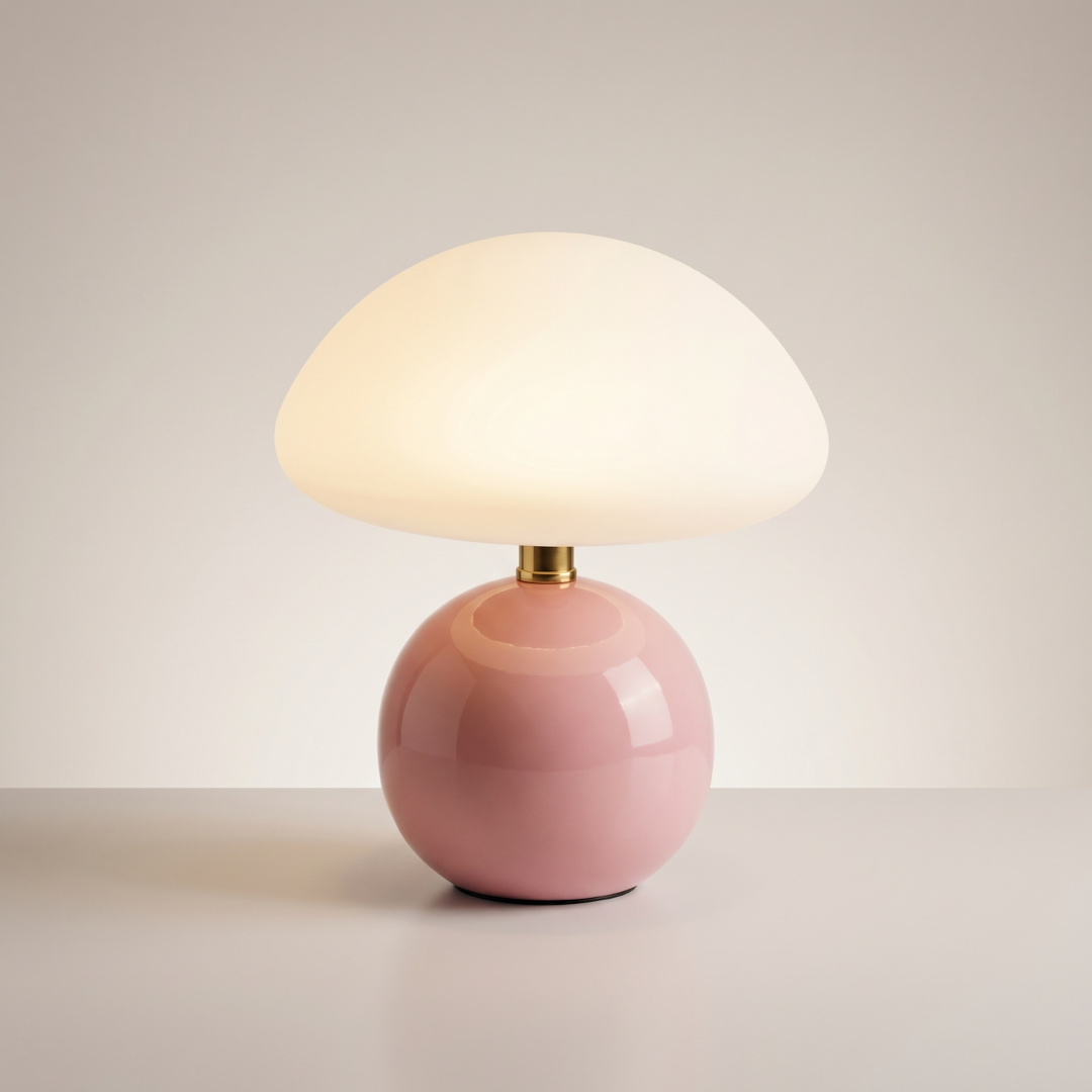Lumen Cream Ceramic Mushroom Table Lamp