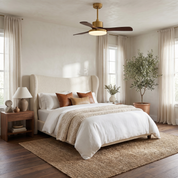 Lumen Brass Stem Wood Fan