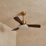Lumen Brass Stem Wood Fan