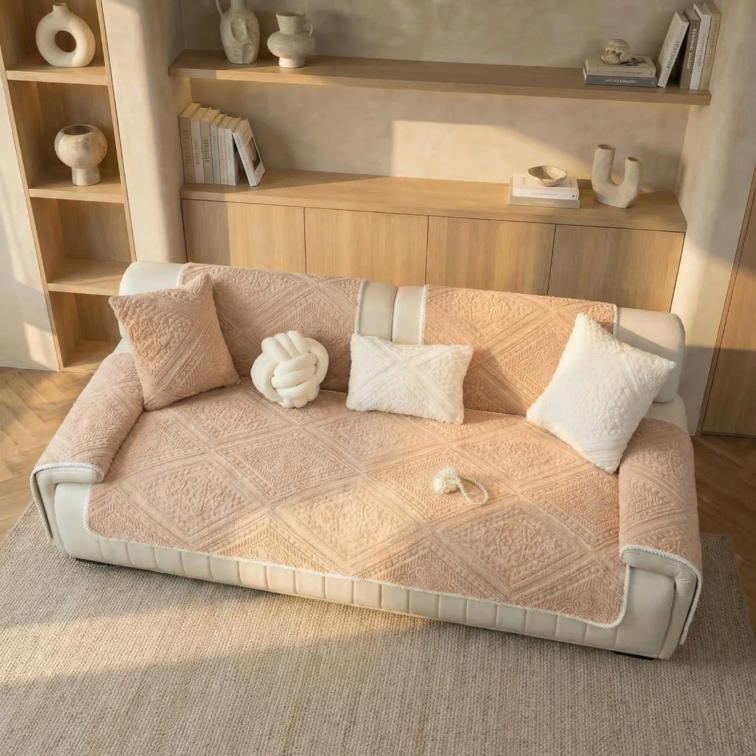 Drapée Quilted Cotton Velvet Sofa Cover