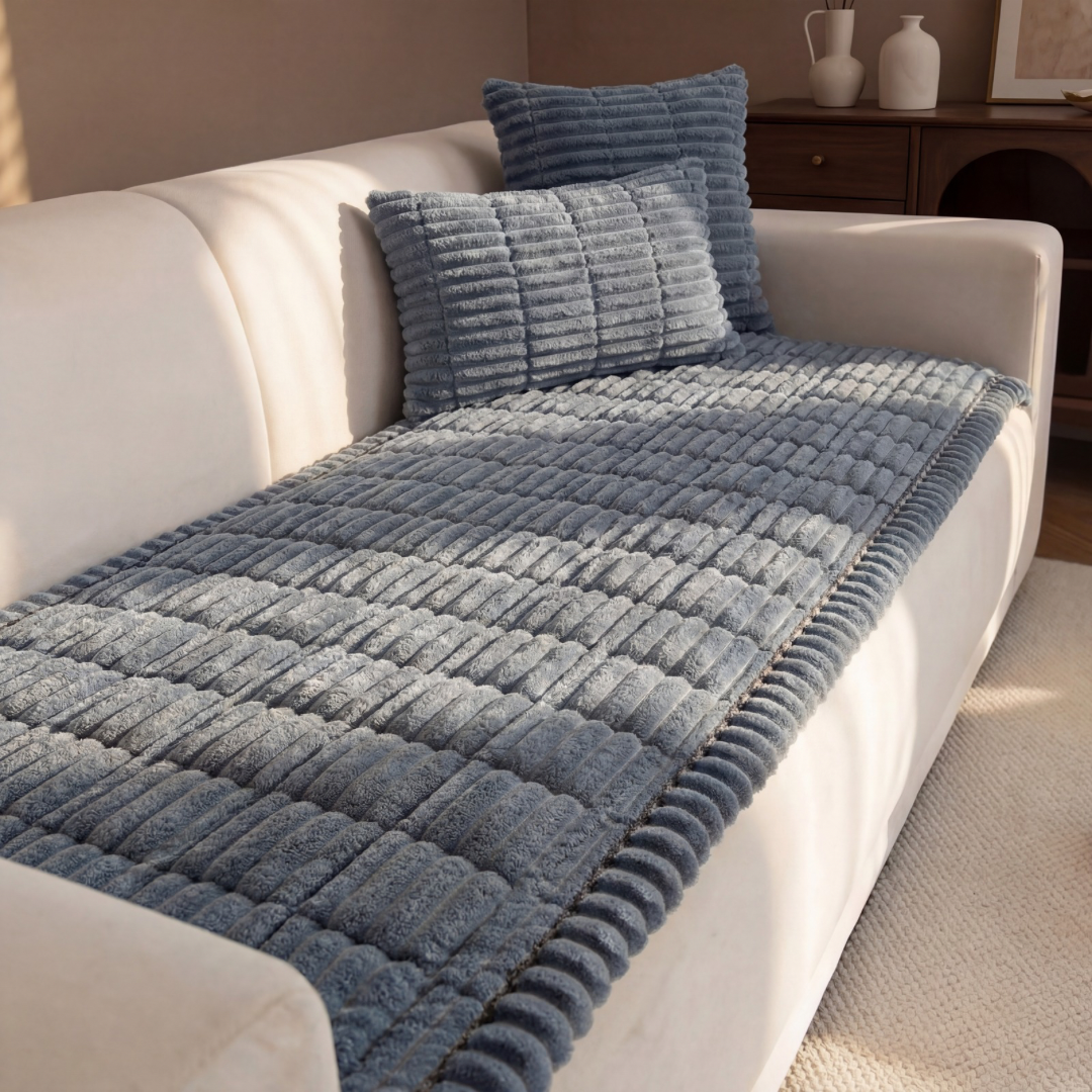 Drapée Plush Pleated Sofa Cover