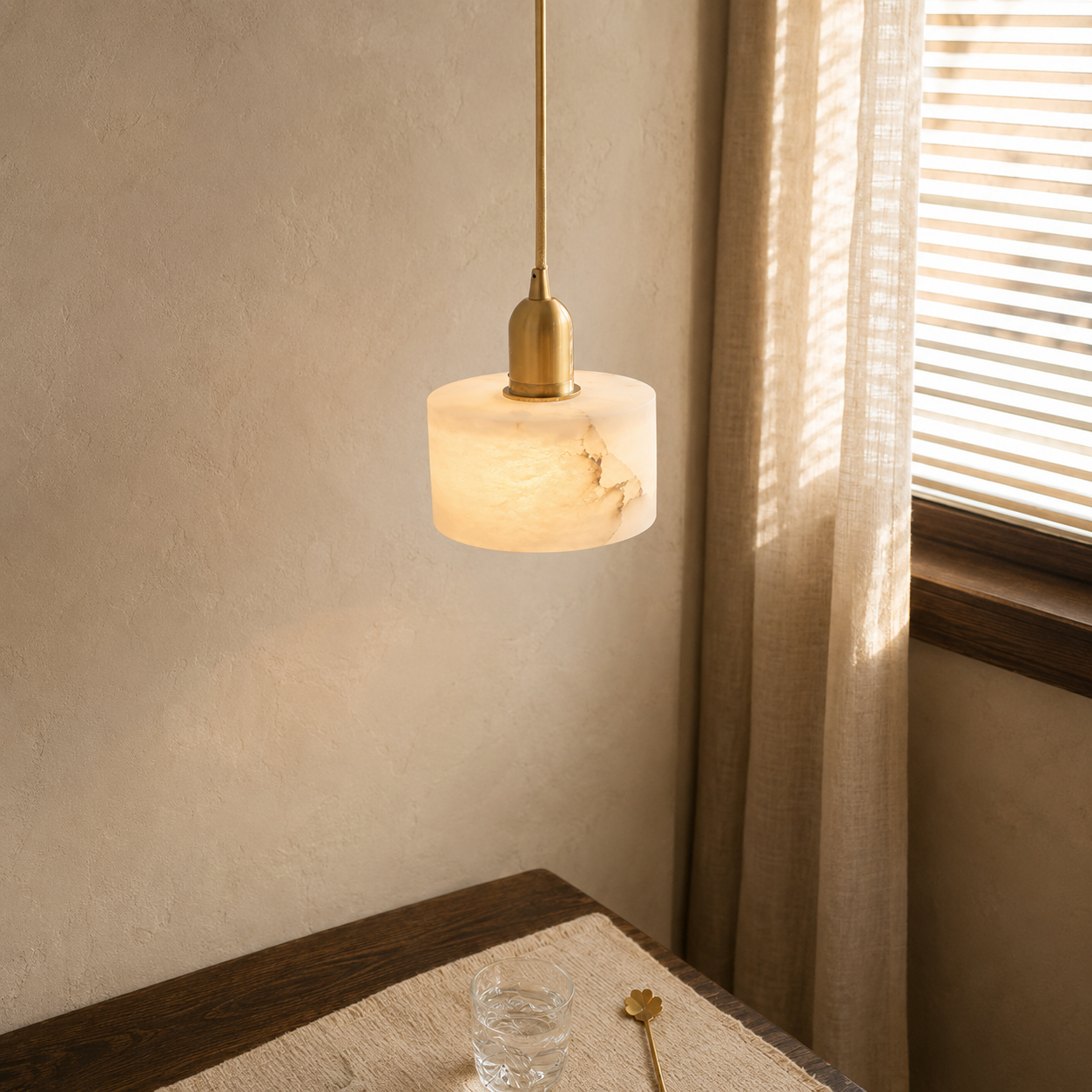 Lumen Alabaster Cylinder Pendant