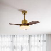 Lumen Brass Stem Wood Fan