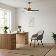 Lumen Brass Stem Wood Fan