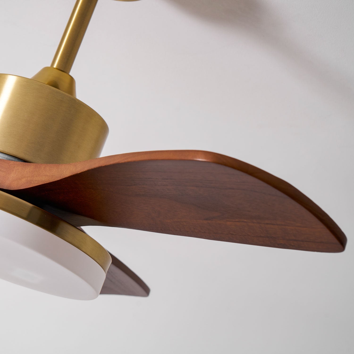 Lumen Brass Stem Wood Fan