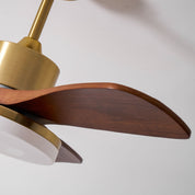 Lumen Brass Stem Wood Fan