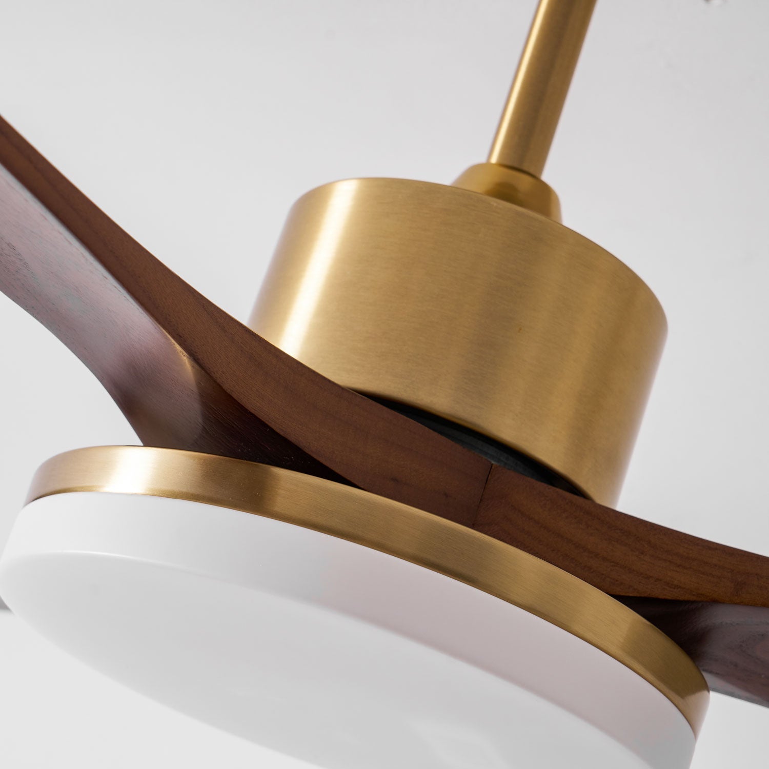 Lumen Brass Stem Wood Fan