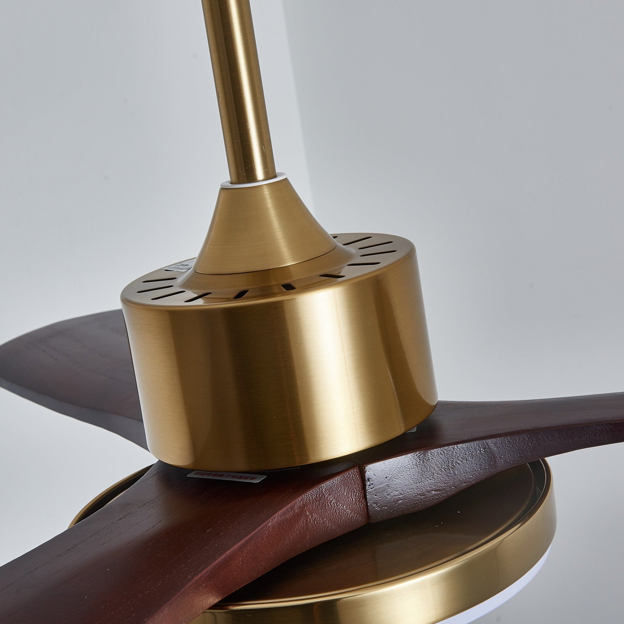 Lumen Brass Stem Wood Fan