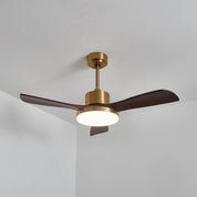 Lumen Brass Stem Wood Fan