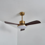 Lumen Brass Stem Wood Fan