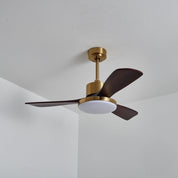 Lumen Brass Stem Wood Fan