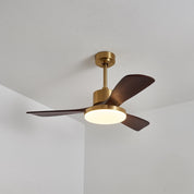 Lumen Brass Stem Wood Fan