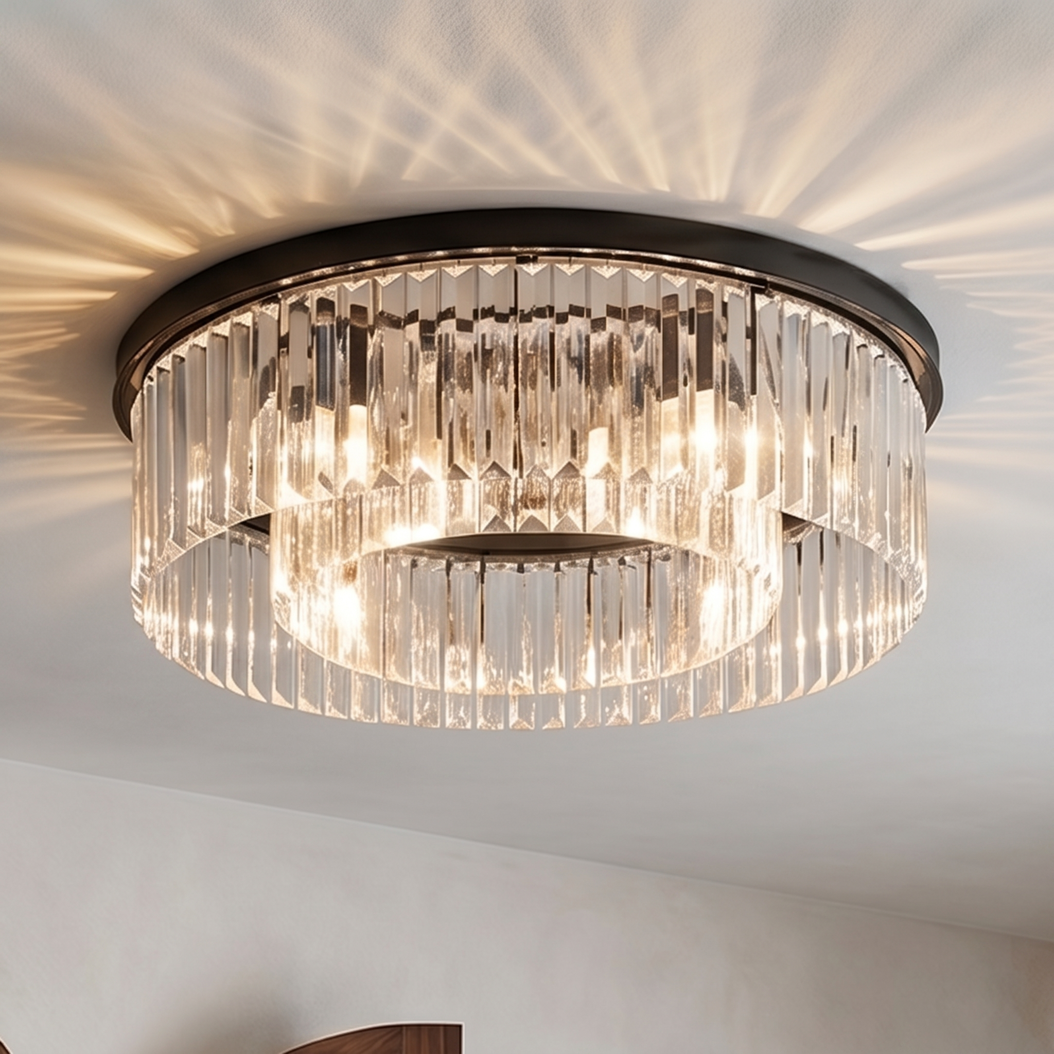 Lumen Vesper Ribbed Glass Ceiling Light