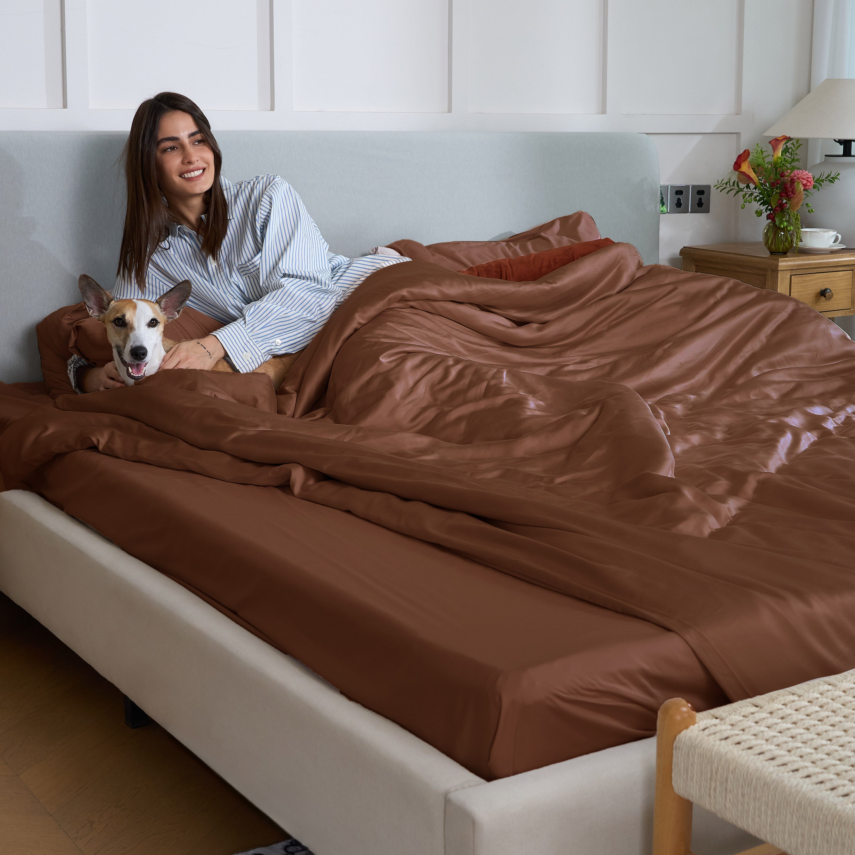 Drapée Bamboo Sheet Set - Pet Hair Repellent for Dogs/Cats Family