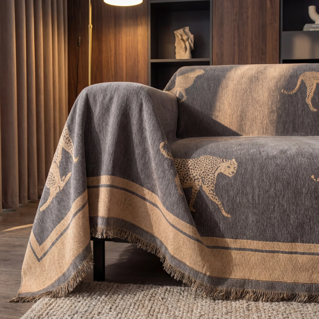 Drapée Leopard Jacquard Sofa Cover