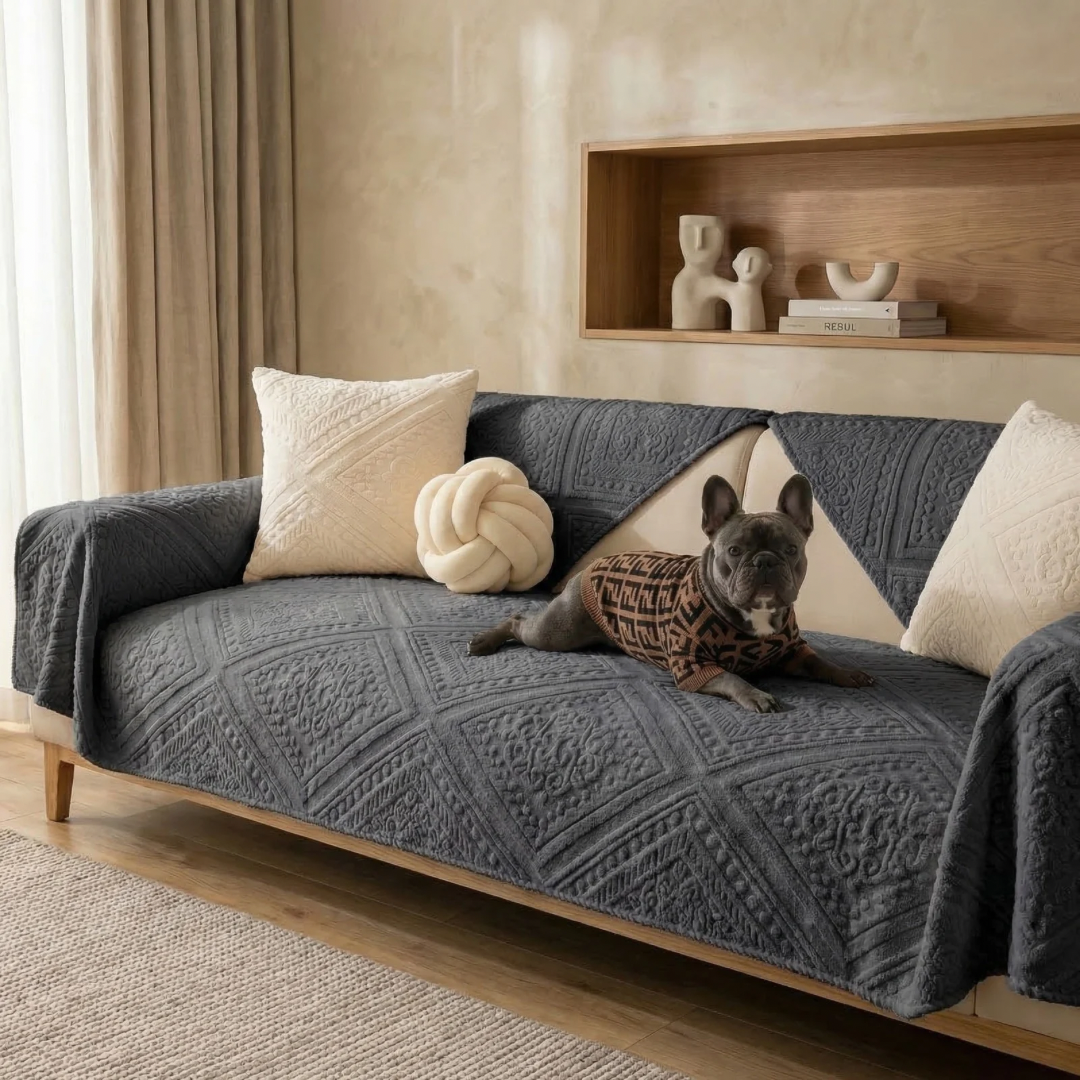 Drapée Quilted Cotton Velvet Sofa Cover