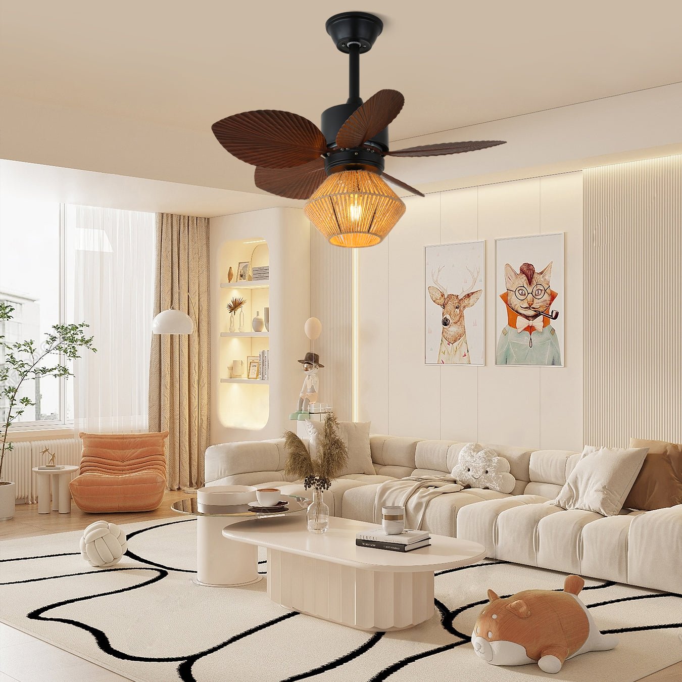 Lumen Faceted Woven Ceiling Fan