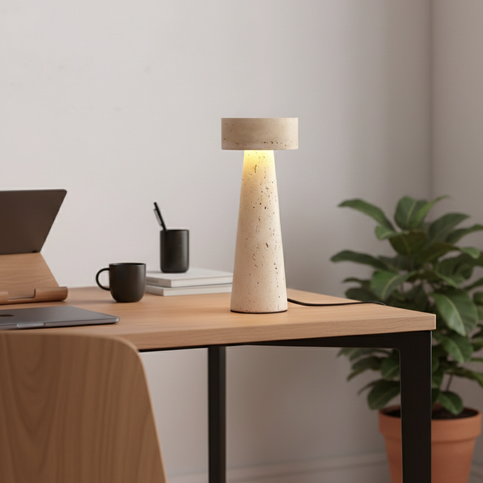 Lumen Kawa Travertine Table Lamp