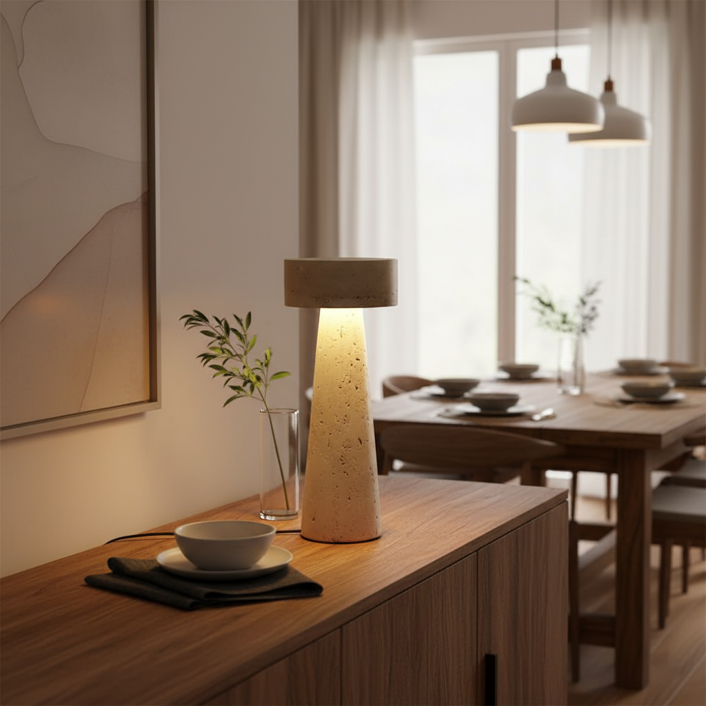 Lumen Kawa Travertine Table Lamp