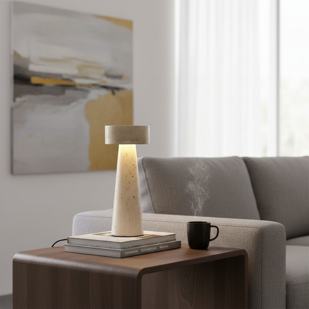 Lumen Kawa Travertine Table Lamp