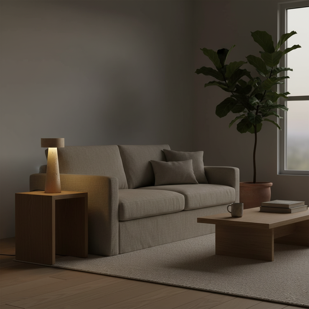 Lumen Kawa Travertine Table Lamp