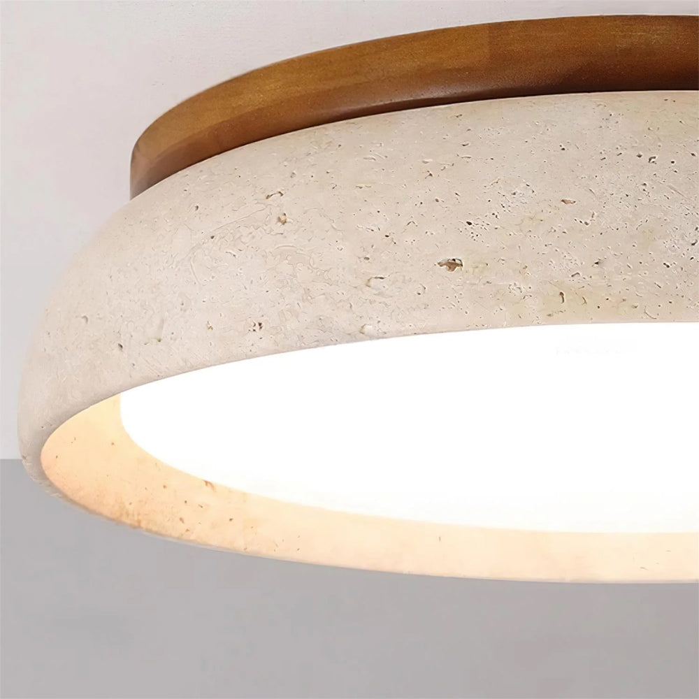 Lumen Wabisabi Travertine Round Ceiling Light