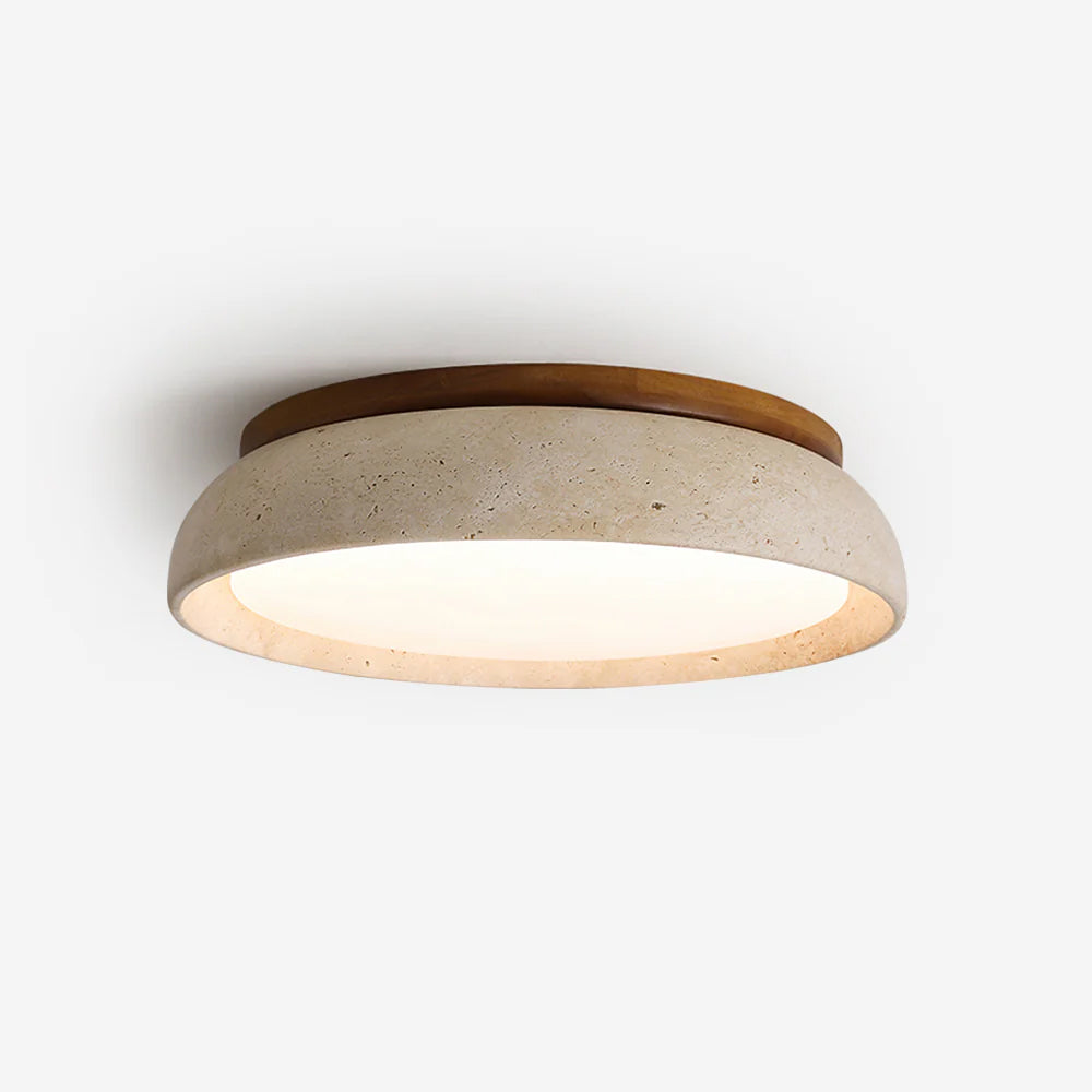 Lumen Wabisabi Travertine Round Ceiling Light