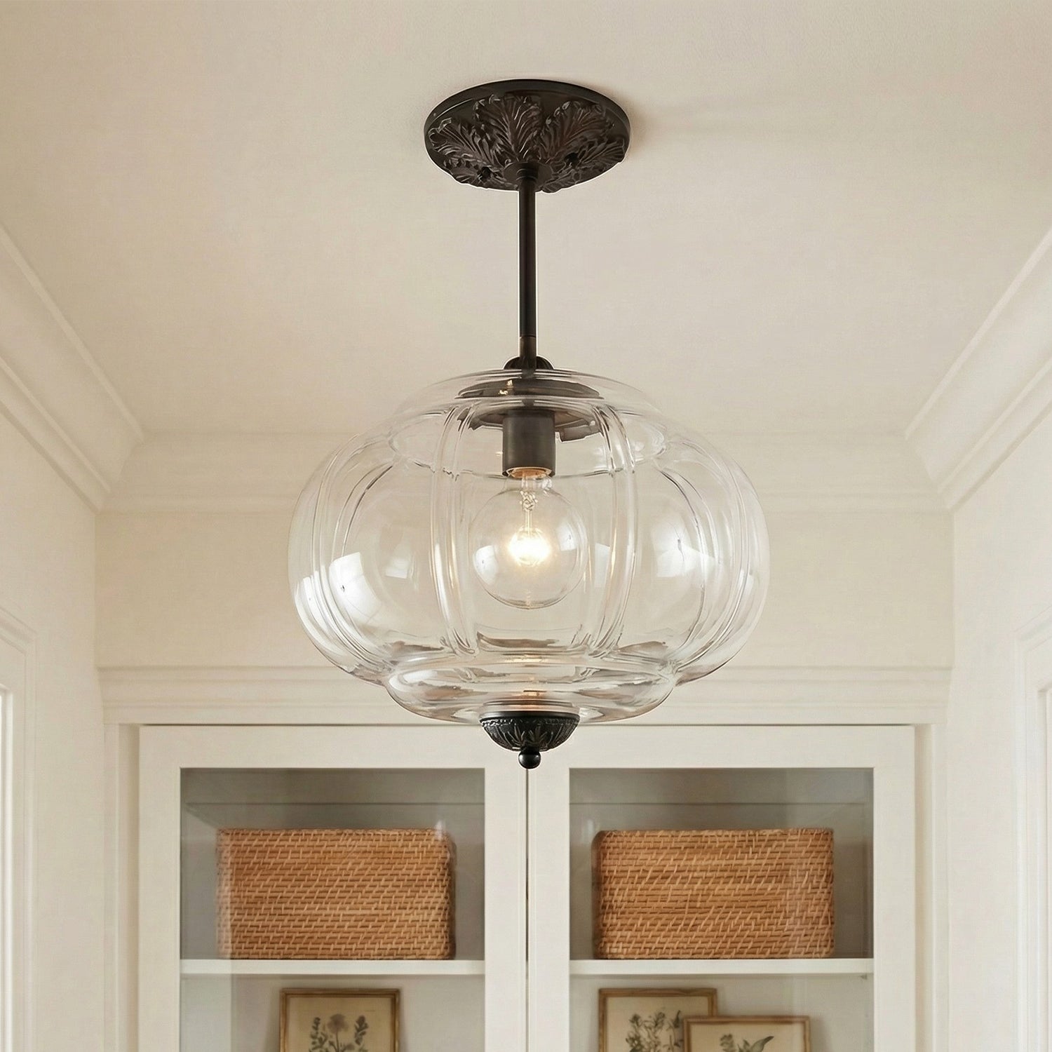 Lumen Milk Pumpkin Glass Pendant Light