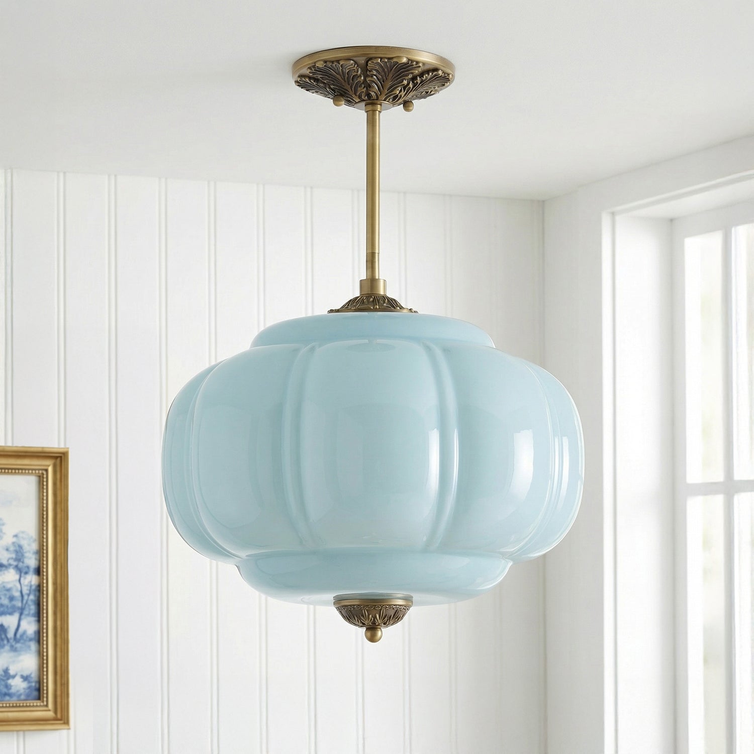 Lumen Milk Pumpkin Glass Pendant Light