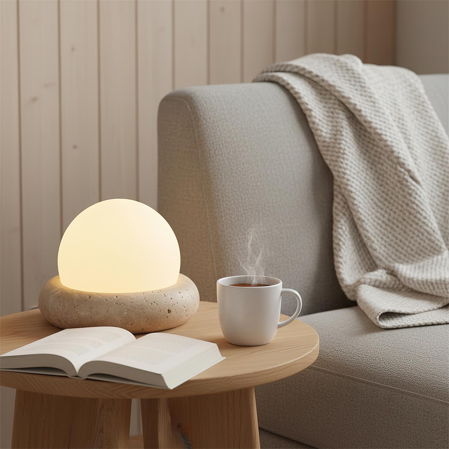 Lumen Mini Travertine Table Lamp